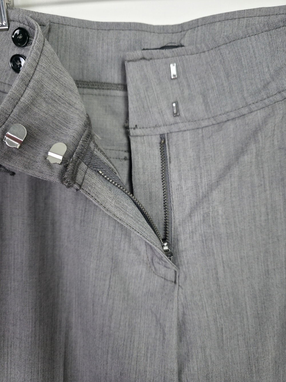 Flamingo Gray Wide Leg Pants Women Large High Rise Button Detail Stretch - Picture 8 of 15